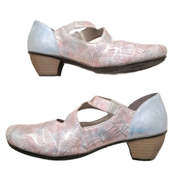REIKER Rose / Silver Mary Jane Strap Low Heel Comfort Pump Court Shoe Size 37 - Picture 4 of 12